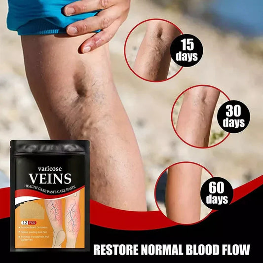 2 Pack de 12 Parches De Pierna Para Tratamiento De Venas Varicosas